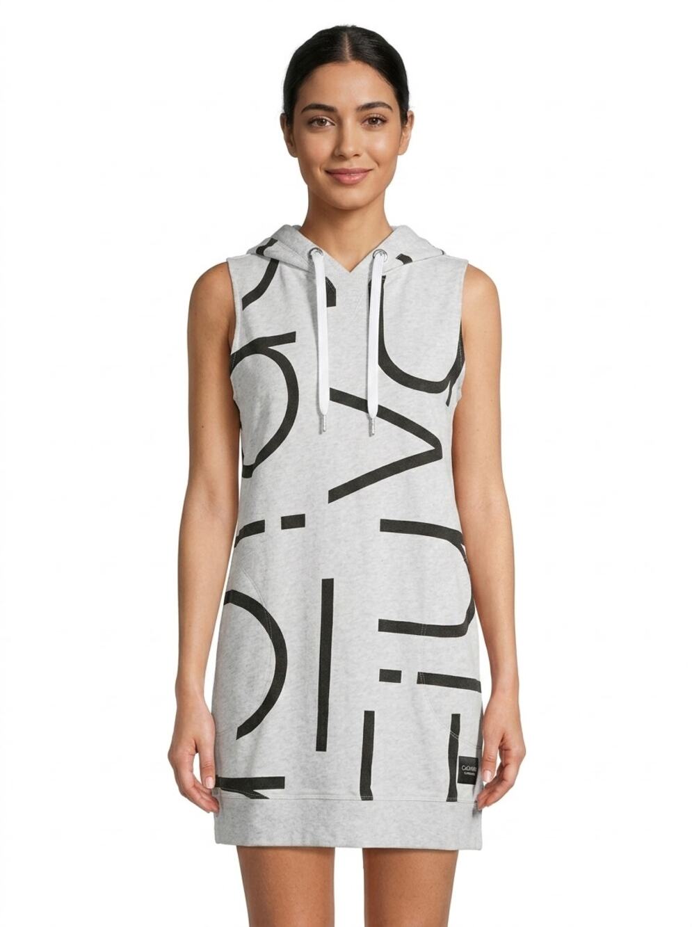 Calvin Klein Performance Gray Mini Knit Heathered Hooded Dress Women Size M
